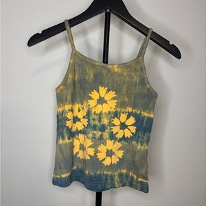 Yellow Floral Tie-Dye Spaghetti Strap Cami